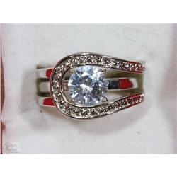 STERLING SILVER HORSESHOE WEDDING RING SET