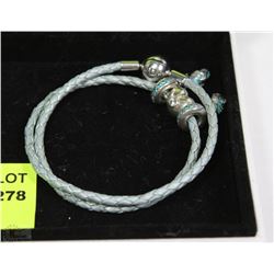 13" AUTHENTIC PANDORA BLUE LEATHER BRACELET W/