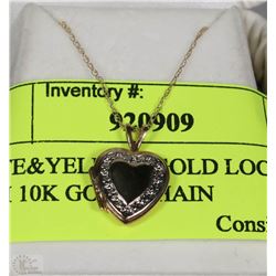 WHITE&YELLOW GOLD LOCKET 10KT WITH 10KT GOLD CHAIN