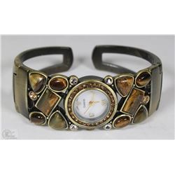 TIGER EYE BRASS CUFF STYLE WATCH