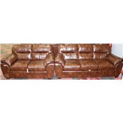 1601 BROWN LEATHER SOFA AND LOVESEAT