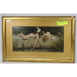 ANTIQUE PRINT OF 2 ANGELS