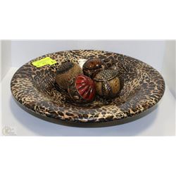 LARGE SHOWHOME DESIGNER AFRICAN PLATTER WITH 4