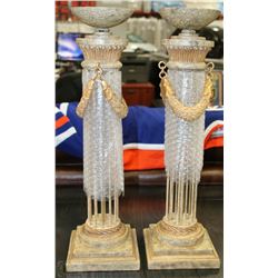 PAIR OF CATHEDRAL STYLE PILLAR CANDLE HOLDERS