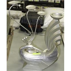 SWAN ORNAMENT WITH 1 SILVER LEAF CANDLE HOLDER