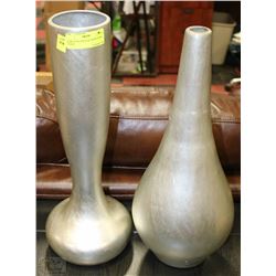 PAIR OF SILVER LEAF SHOW HOME VASES