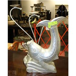 SILVER LEAF FISH DECOR & SILVER LEAF CANDLE HOLDER