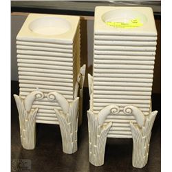 PAIR OF IVORY FINISH MATCHING CANDLE HOLDERS