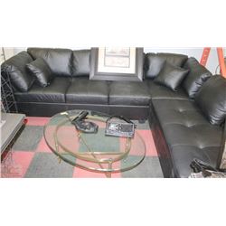 NEW BLACK LEATHERETTE 'L' SHAPE SECTIONAL