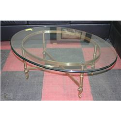 OVAL BRASS & GLASS COFFEE TABLE