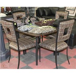 SQUARE TABLE WITH GLASS INSERT AND 4 CHAIRS
