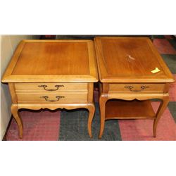 2 MATCHING WOOD END TABLES BOTH WITH DRAWERS