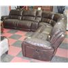 Image 1 : LARGE BROWN LEATHER ELECTRIC RECLINING SECTIONAL