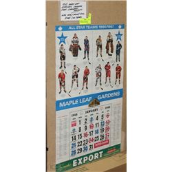 1968 MAPLE LEAF GARDENS CALENDER PAGE WITH ORR,