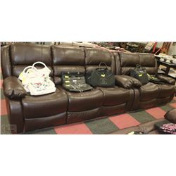 NEW MARTIN BROWN LEATHERETTE RECLINING SOFA AND