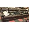 Image 1 : NEW MARTIN BROWN LEATHERETTE RECLINING SOFA AND