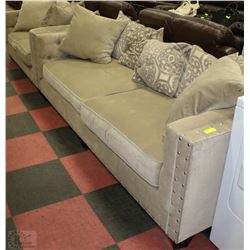 PLUSH FABRIC NAILHEAD SOFA AND LOVE SEAT WITH