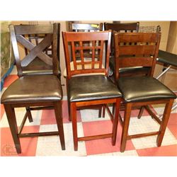 6 ASSORTED WOOD BAR CHAIRS