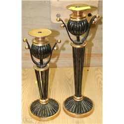 PAIR OF WROUGHT IRON GOLD LEAF FINISH CANDLE