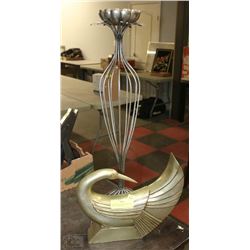 SILVER LEAF SWAN DECOR & TALL SILVER LEAF CANDLE