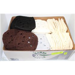 BOX W/OVER 70 NEW KNITTED COASTERS