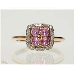 #3-10KT ROSE GOLD PINK SAPPHIRE & DIAMOND RING SZ7