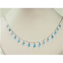 #7-10KT WHITE GOLD BLUE TOPAZ NECKLACE