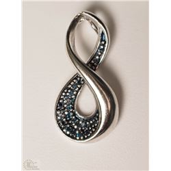 #8-ST SILVER BLUE DIAMOND INFINITY DESIGN PENDANT