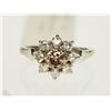 Image 1 : #10-14KT WHITE GOLD COGNAC &WHITE DIAMOND RING SZ5