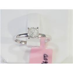 #13-14KT WHITE GOLD SOLITAIRE DIAMOND RING SZ6