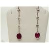 Image 1 : #18-14KT WHITE GOLD RUBY & DIAMOND EARRINGS