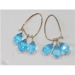 #25-14KT YELLOW GOLD BLUE TOPAZ EARRINGS