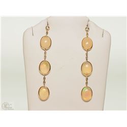 #37-14KT YELLOW GOLD OPAL & DIAMOND EARRINGS