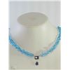 Image 1 : #46-14KT WHITE GOLD SAPPHIRE & TOPAZ NECKLACE