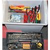 Image 1 : BOX OF TOOLS WITH BRAND NEW DRILL BIT SET