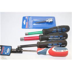 BAG WITH NEW SCREWDRIVERS AND WESTWARD BIT