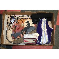 FLAT W/NATIVE ITEMS - BABY WRAP, BONNET,