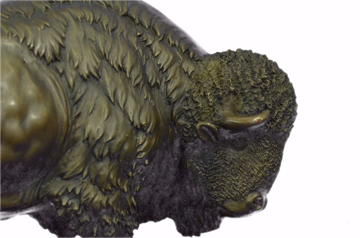 Animal edition American Buffalo Bison Art Deco Sculpture on Marble Base