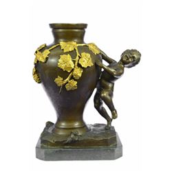 Nude Boy Bronze Sculpture Vase