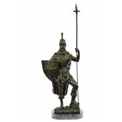 Roman Warrior With Armor Bronze Sculpture on marble base Statue