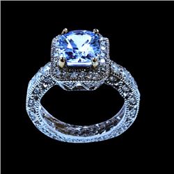 3.18CT NATURAL CEYLON WHITE SAPPHIRE 14K W/G RING