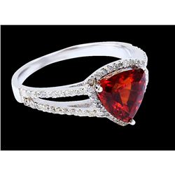 2CT NATURAL MALAYA GARNET 18K WHITE GOLD RING