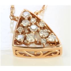 14K ROSE GOLD PENDANT WITH CHAIN:2.5g/Diamond:0.2ct