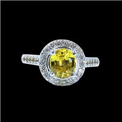 GIA 2.32CT NATURAL CEYLON YELLOW SAPPHIRE 14K WHITE GOLD RING