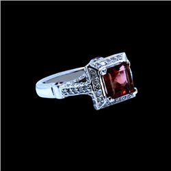 NATURAL 1.95CT PEACH TOURMALINE & 0.35CT RUBY 14K W/G RING