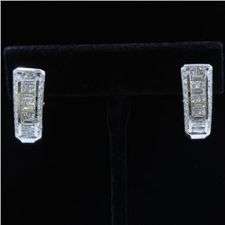 18K White Gold And Diamond Earring Round Shape Diamond-0.85ct Baguette Shape Diamond- 1.66ct Princes