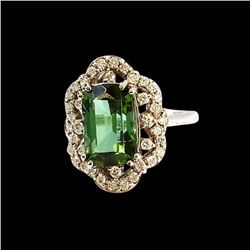 5.22CT NATURAL COPPER BEARING TOURMALINE 14K WHITE GOLD RING