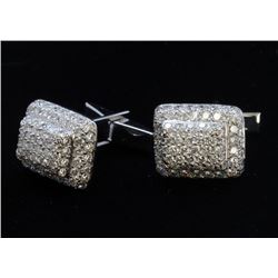 18K/ 14K White Gold And Diamond Earring Round Shape Diamond-3.73ct Weight-11.14 Grams