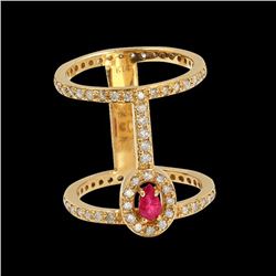 0.30CT NATURAL RUBY 14K YELLOW GOLD RING