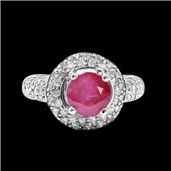 GIA 2.56CT NATURAL RUBY 14K WHITE GOLD RING